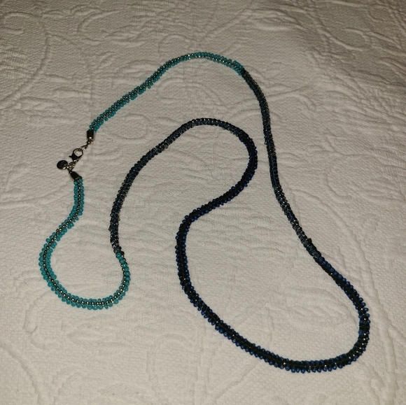 ⭐️40% Off⭐️ Loft Long Blue Beaded Ball Chain Necklace - Picture 1 of 10